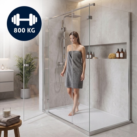 BRODZIK PRYSZNICOWY PROSTOKĄTNY 150x80 CM NISKI BIAŁY STRUKTURA KAMIENIA MAT DEKO