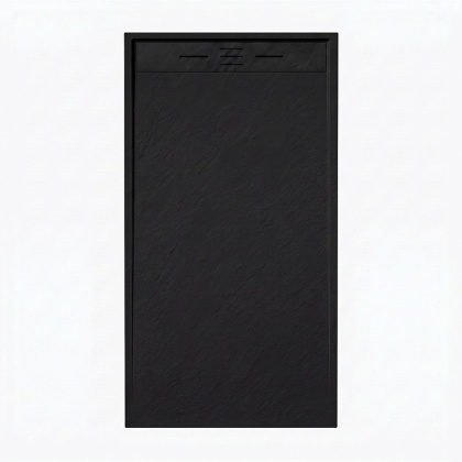 BRODZIK PRYSZNICOWY PROSTOKĄTNY 150x80 CM NISKI CZARNY STRUKTURA KAMIENIA MAT DEKO