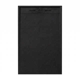BRODZIK PRYSZNICOWY PROSTOKĄTNY 150x90 CM NISKI CZARNY STRUKTURA KAMIENIA MAT DEKO