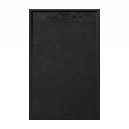 BRODZIK PRYSZNICOWY PROSTOKĄTNY 150x90 CM NISKI CZARNY STRUKTURA KAMIENIA MAT DEKO
