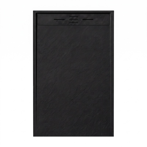 BRODZIK PRYSZNICOWY PROSTOKĄTNY 150x90 CM NISKI CZARNY STRUKTURA KAMIENIA MAT DEKO