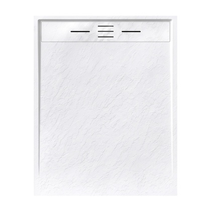 BRODZIK PRYSZNICOWY PROSTOKĄTNY 100x80 CM NISKI BIAŁY STRUKTURA KAMIENIA MAT DEKO