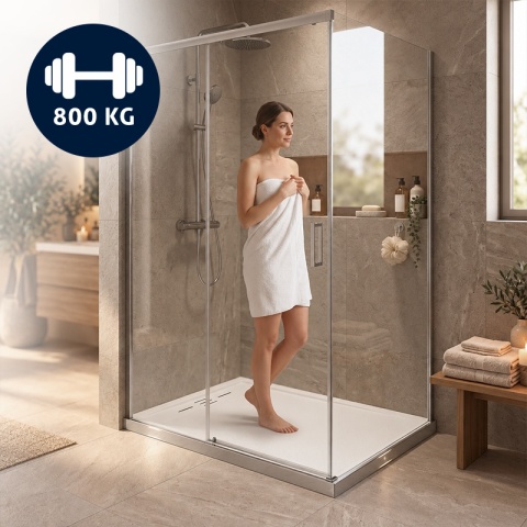 BRODZIK PRYSZNICOWY PROSTOKĄTNY 100x80 CM NISKI BIAŁY STRUKTURA KAMIENIA MAT DEKO