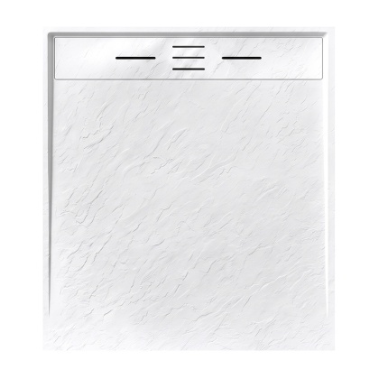 BRODZIK PRYSZNICOWY PROSTOKĄTNY 100x90 CM NISKI BIAŁY STRUKTURA KAMIENIA MAT DEKO
