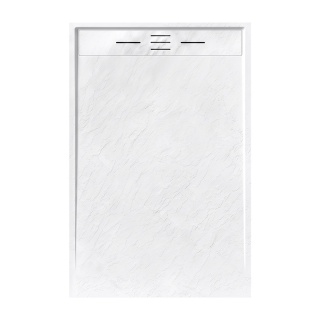 BRODZIK PRYSZNICOWY PROSTOKĄTNY 120x80 CM NISKI BIAŁY STRUKTURA KAMIENIA MAT DEKO