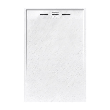 BRODZIK PRYSZNICOWY PROSTOKĄTNY 120x80 CM NISKI BIAŁY STRUKTURA KAMIENIA MAT DEKO