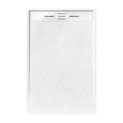 BRODZIK PRYSZNICOWY PROSTOKĄTNY 120x80 CM NISKI BIAŁY STRUKTURA KAMIENIA MAT DEKO