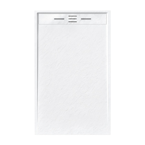 BRODZIK PRYSZNICOWY PROSTOKĄTNY 130x80 CM NISKI BIAŁY STRUKTURA KAMIENIA MAT DEKO