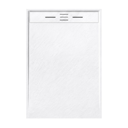 BRODZIK PRYSZNICOWY PROSTOKĄTNY 130x90 CM NISKI BIAŁY STRUKTURA KAMIENIA MAT DEKO