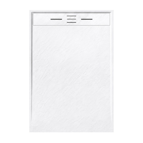 BRODZIK PRYSZNICOWY PROSTOKĄTNY 130x90 CM NISKI BIAŁY STRUKTURA KAMIENIA MAT DEKO