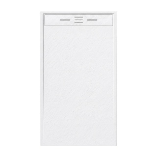 BRODZIK PRYSZNICOWY PROSTOKĄTNY 140x80 CM NISKI BIAŁY STRUKTURA KAMIENIA MAT DEKO