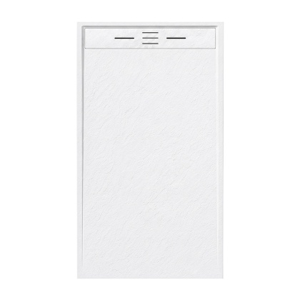 BRODZIK PRYSZNICOWY PROSTOKĄTNY 140x80 CM NISKI BIAŁY STRUKTURA KAMIENIA MAT DEKO