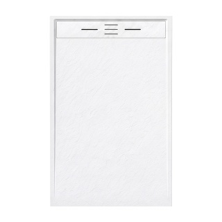 BRODZIK PRYSZNICOWY PROSTOKĄTNY 140x90 CM NISKI BIAŁY STRUKTURA KAMIENIA MAT DEKO