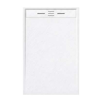 BRODZIK PRYSZNICOWY PROSTOKĄTNY 140x90 CM NISKI BIAŁY STRUKTURA KAMIENIA MAT DEKO