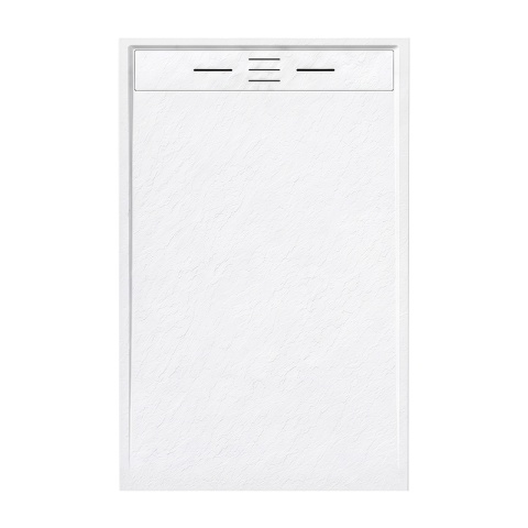 BRODZIK PRYSZNICOWY PROSTOKĄTNY 140x90 CM NISKI BIAŁY STRUKTURA KAMIENIA MAT DEKO