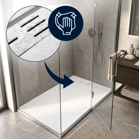 BRODZIK PRYSZNICOWY PROSTOKĄTNY 140x90 CM NISKI BIAŁY STRUKTURA KAMIENIA MAT DEKO