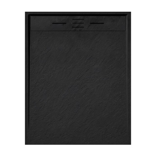 BRODZIK PRYSZNICOWY PROSTOKĄTNY 100x80 CM NISKI CZARNY STRUKTURA KAMIENIA MAT DEKO
