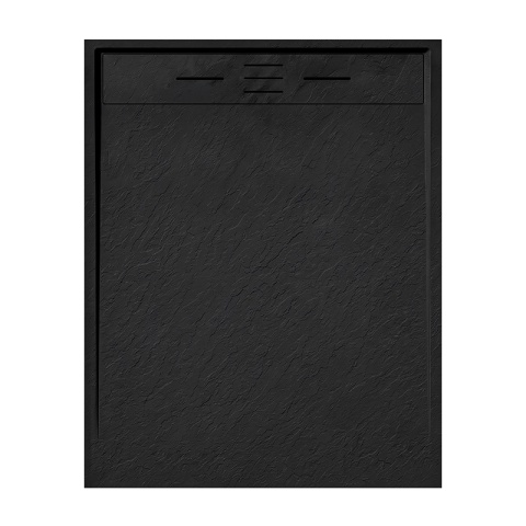 BRODZIK PRYSZNICOWY PROSTOKĄTNY 100x80 CM NISKI CZARNY STRUKTURA KAMIENIA MAT DEKO
