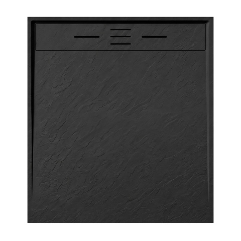 BRODZIK PRYSZNICOWY PROSTOKĄTNY 100x90 CM NISKI CZARNY STRUKTURA KAMIENIA MAT DEKO