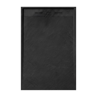 BRODZIK PRYSZNICOWY PROSTOKĄTNY 120x80 CM NISKI CZARNY STRUKTURA KAMIENIA MAT DEKO
