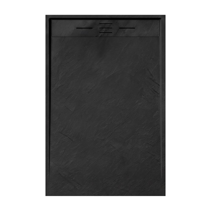 BRODZIK PRYSZNICOWY PROSTOKĄTNY 120x80 CM NISKI CZARNY STRUKTURA KAMIENIA MAT DEKO