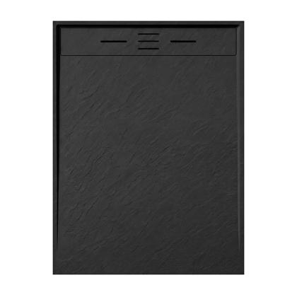 BRODZIK PRYSZNICOWY PROSTOKĄTNY 120x90 CM NISKI CZARNY STRUKTURA KAMIENIA MAT DEKO