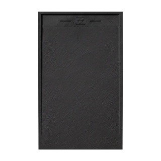 BRODZIK PRYSZNICOWY PROSTOKĄTNY 130x80 CM NISKI CZARNY STRUKTURA KAMIENIA MAT DEKO