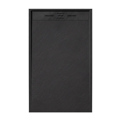 BRODZIK PRYSZNICOWY PROSTOKĄTNY 130x80 CM NISKI CZARNY STRUKTURA KAMIENIA MAT DEKO