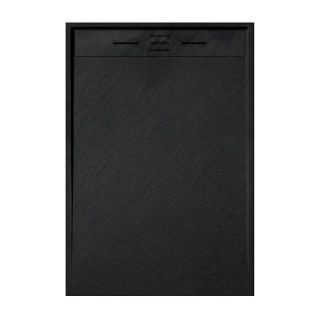 BRODZIK PRYSZNICOWY PROSTOKĄTNY 130x90 CM NISKI CZARNY STRUKTURA KAMIENIA MAT DEKO