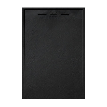 BRODZIK PRYSZNICOWY PROSTOKĄTNY 130x90 CM NISKI CZARNY STRUKTURA KAMIENIA MAT DEKO