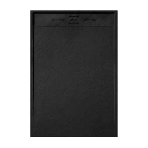 BRODZIK PRYSZNICOWY PROSTOKĄTNY 130x90 CM NISKI CZARNY STRUKTURA KAMIENIA MAT DEKO