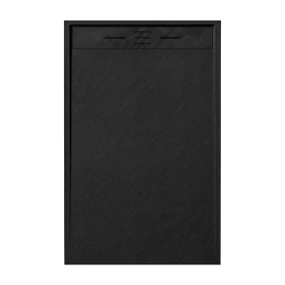 BRODZIK PRYSZNICOWY PROSTOKĄTNY 140x90 CM NISKI CZARNY STRUKTURA KAMIENIA MAT DEKO