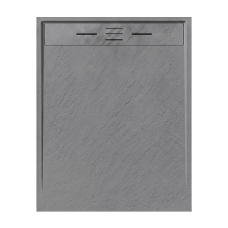 BRODZIK PRYSZNICOWY PROSTOKĄTNY 100x80 CM NISKI SZARY STRUKTURA KAMIENIA MAT DEKO