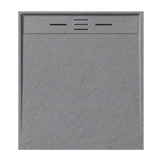BRODZIK PRYSZNICOWY PROSTOKĄTNY 100x90 CM NISKI SZARY STRUKTURA KAMIENIA MAT DEKO