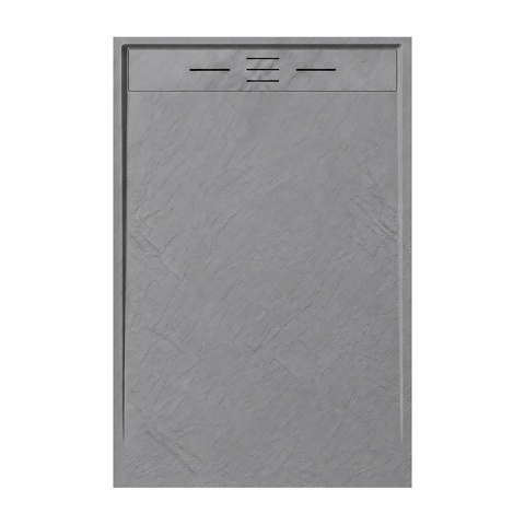 BRODZIK PRYSZNICOWY PROSTOKĄTNY 120x80 CM NISKI SZARY STRUKTURA KAMIENIA MAT DEKO