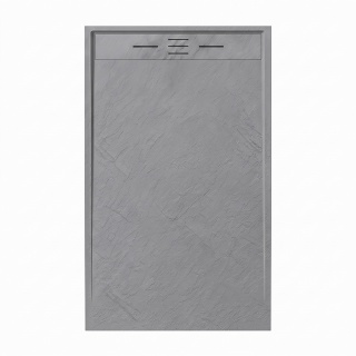 BRODZIK PRYSZNICOWY PROSTOKĄTNY 130x80 CM NISKI SZARY STRUKTURA KAMIENIA MAT DEKO
