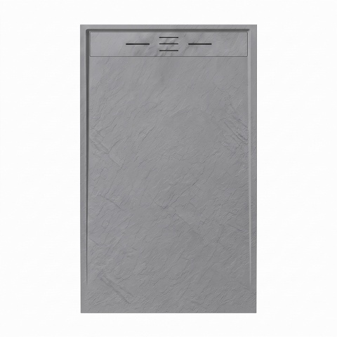 BRODZIK PRYSZNICOWY PROSTOKĄTNY 130x80 CM NISKI SZARY STRUKTURA KAMIENIA MAT DEKO