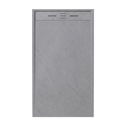 BRODZIK PRYSZNICOWY PROSTOKĄTNY 140x80 CM NISKI SZARY STRUKTURA KAMIENIA MAT DEKO