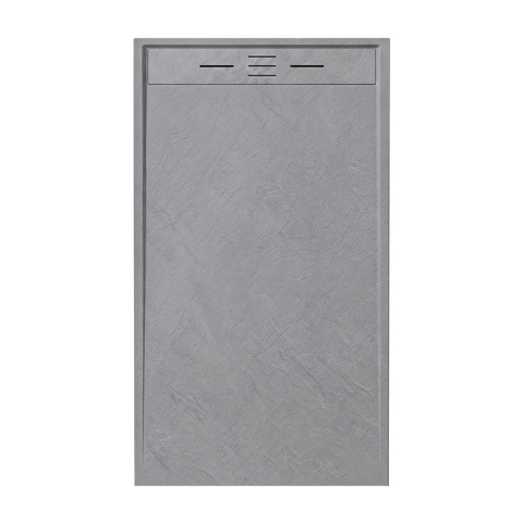 BRODZIK PRYSZNICOWY PROSTOKĄTNY 140x80 CM NISKI SZARY STRUKTURA KAMIENIA MAT DEKO