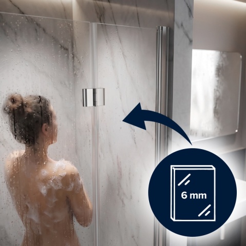 DRZWI PRYSZNICOWE 80 CM UCHYLNE DO WNĘKI PRAWE LEWE CHROM SZKŁO HARTOWANE KZ26