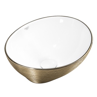 UMYWALKA NABLATOWA CERAMICZNA OWALNA LUMO-GL-BR-405 ZŁOTA SZCZOTKOWANA 33x40 CM