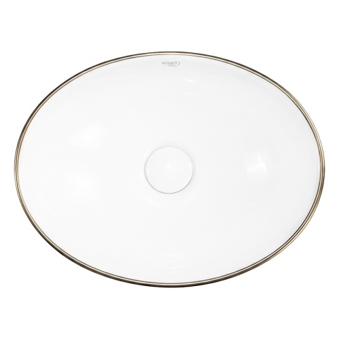 UMYWALKA NABLATOWA CERAMICZNA OWALNA LUMO-GL-BR-405 ZŁOTA SZCZOTKOWANA 33x40 CM