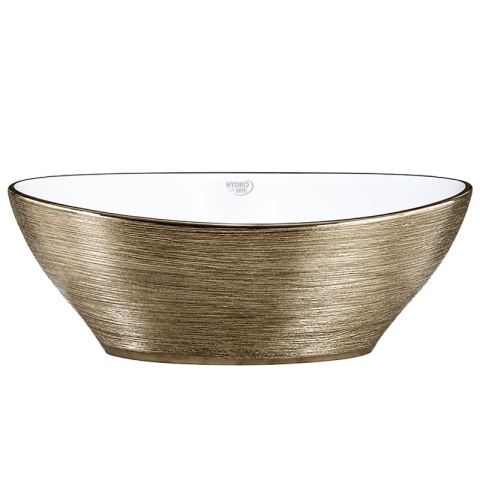 UMYWALKA NABLATOWA CERAMICZNA OWALNA LUMO-GL-BR-405 ZŁOTA SZCZOTKOWANA 33x40 CM