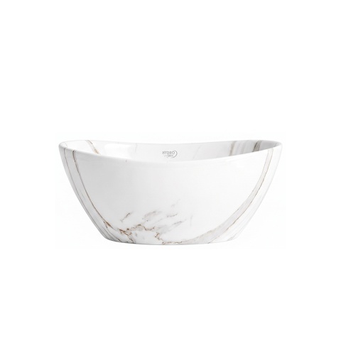 UMYWALKA NABLATOWA CERAMICZNA OWALNA LUMO-MAR1-340 BIAŁY MARMUR POŁYSK 34x27 CM
