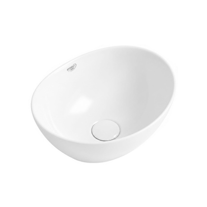UMYWALKA NABLATOWA CERAMICZNA OWALNA LUMO-WH-340 BIAŁY POŁYSK 34x27 CM