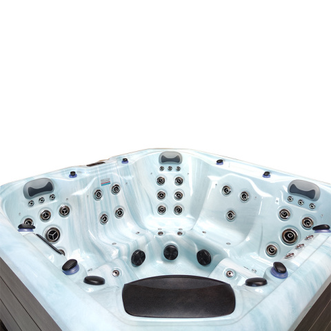 JACUZZI OGRODOWE WANNA SPA343 JASNA FALA OCEANU OBUDOWA CIEMNOSZARA 223x223 CM