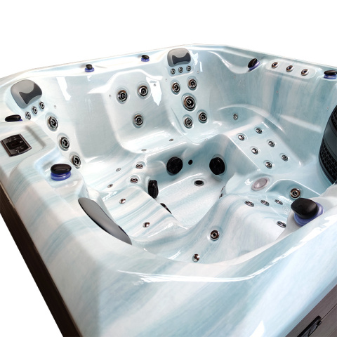 JACUZZI OGRODOWE WANNA SPA343 JASNA FALA OCEANU OBUDOWA CIEMNOSZARA 223x223 CM