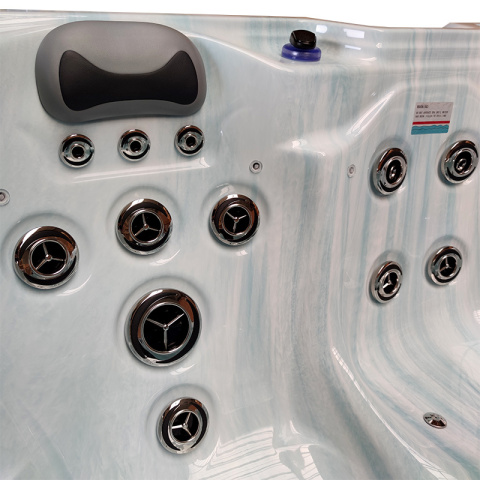 JACUZZI OGRODOWE WANNA SPA343 JASNA FALA OCEANU OBUDOWA CIEMNOSZARA 223x223 CM