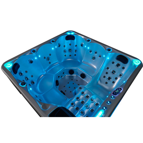 JACUZZI OGRODOWE WANNA SPA742 BIAŁA PERŁA OBUDOWA ANTRACYT 190x190 CM