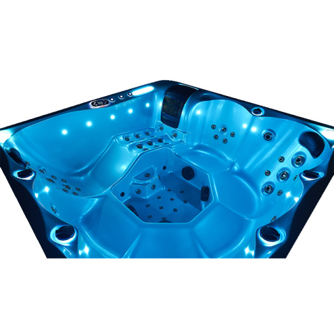 JACUZZI OGRODOWE WANNA SPA742 BIAŁA PERŁA OBUDOWA ANTRACYT 190x190 CM